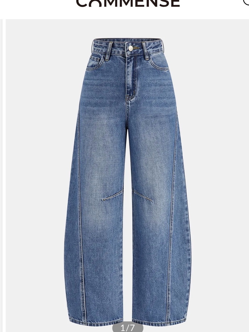 NWT - Commense Barrel Wide-Leg High Rise Blue Denim Jeans